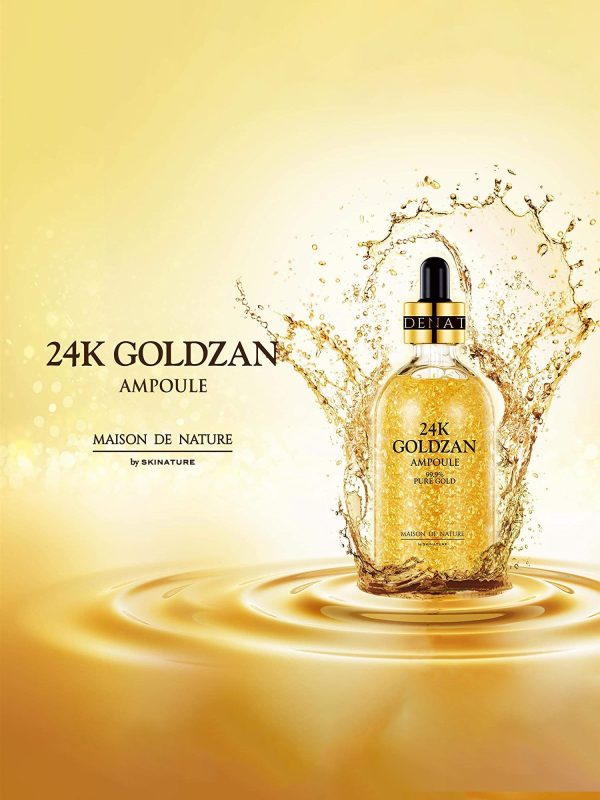 24k Goldzan Ampoule Whitening Serum Nourish The Skin, Soft, Moisturized 100ml