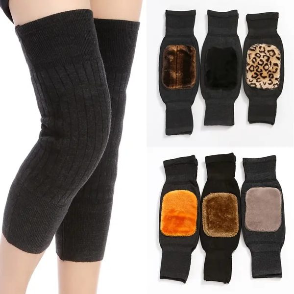 (1pair) Knee Warmer Woolen Knee Cap For Men And Women (random Design)